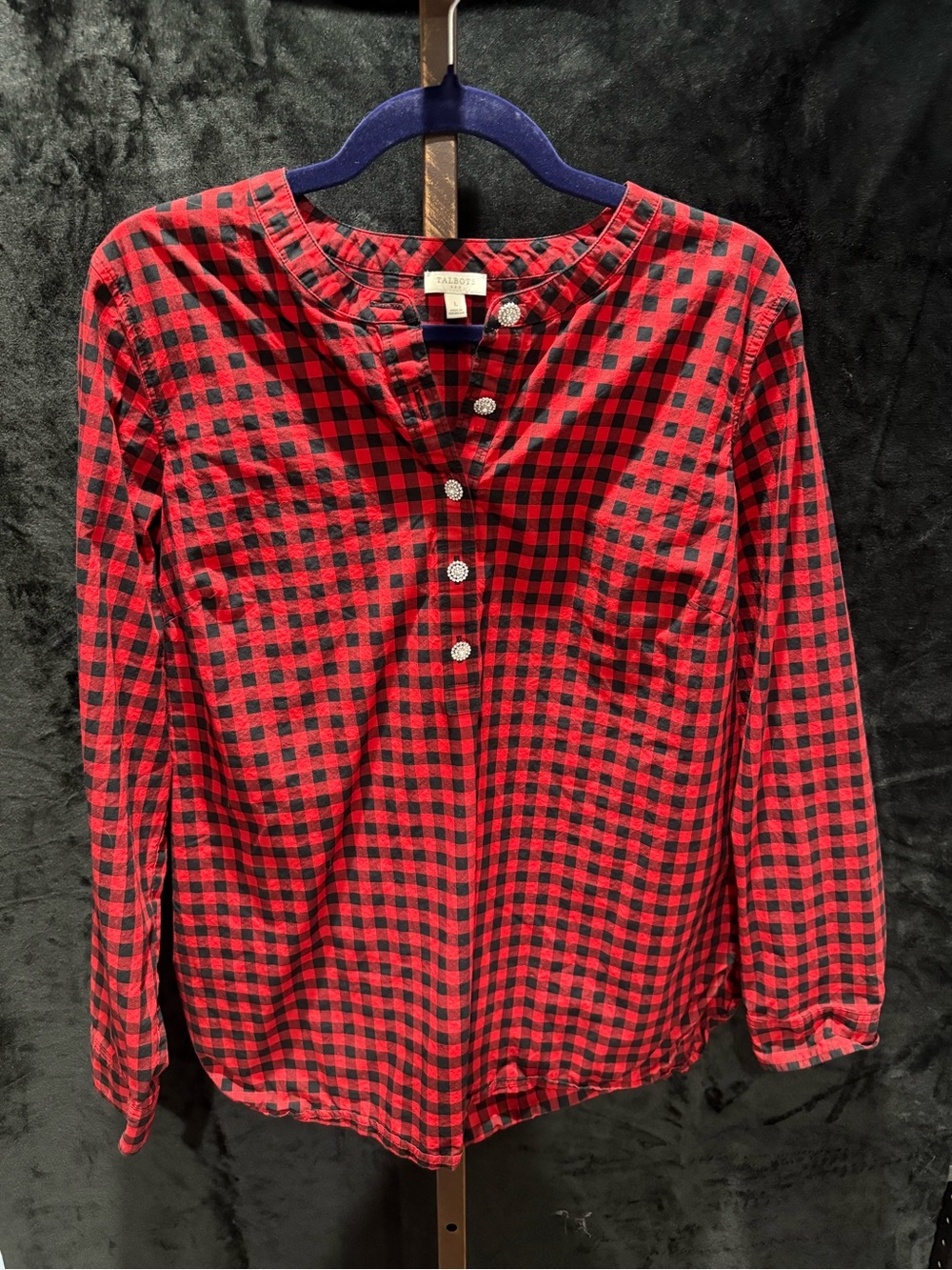 Talbots Red & Black Buffalo Check Blouse